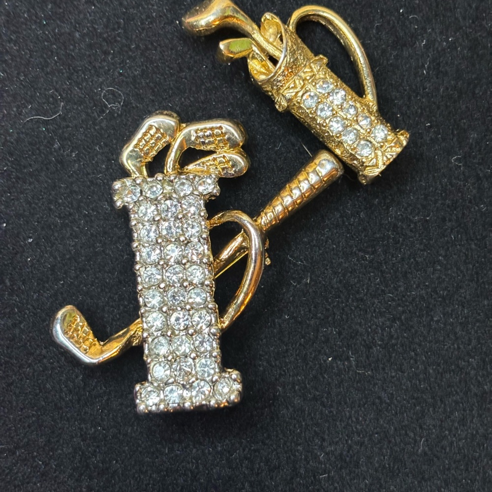 Vintage Gold And Diamond Golf Lapelsโ Set of 2